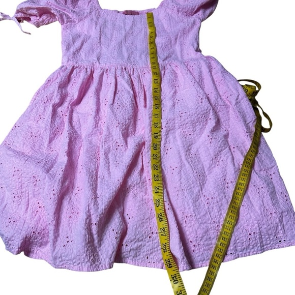 Simply Southern Pink Eyelet Puffed Sleeve Fit Flare Mini Dress Size Small - Picture 9 of 10